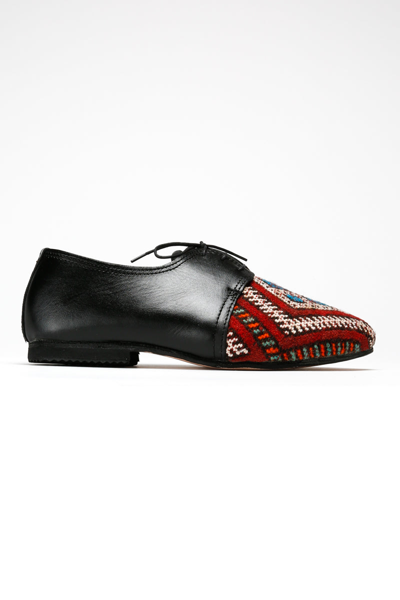 Side view Women's Rug Oxfords 21 - One-of-a-kind Vintage Moroccan Rug Shoes - Size 8