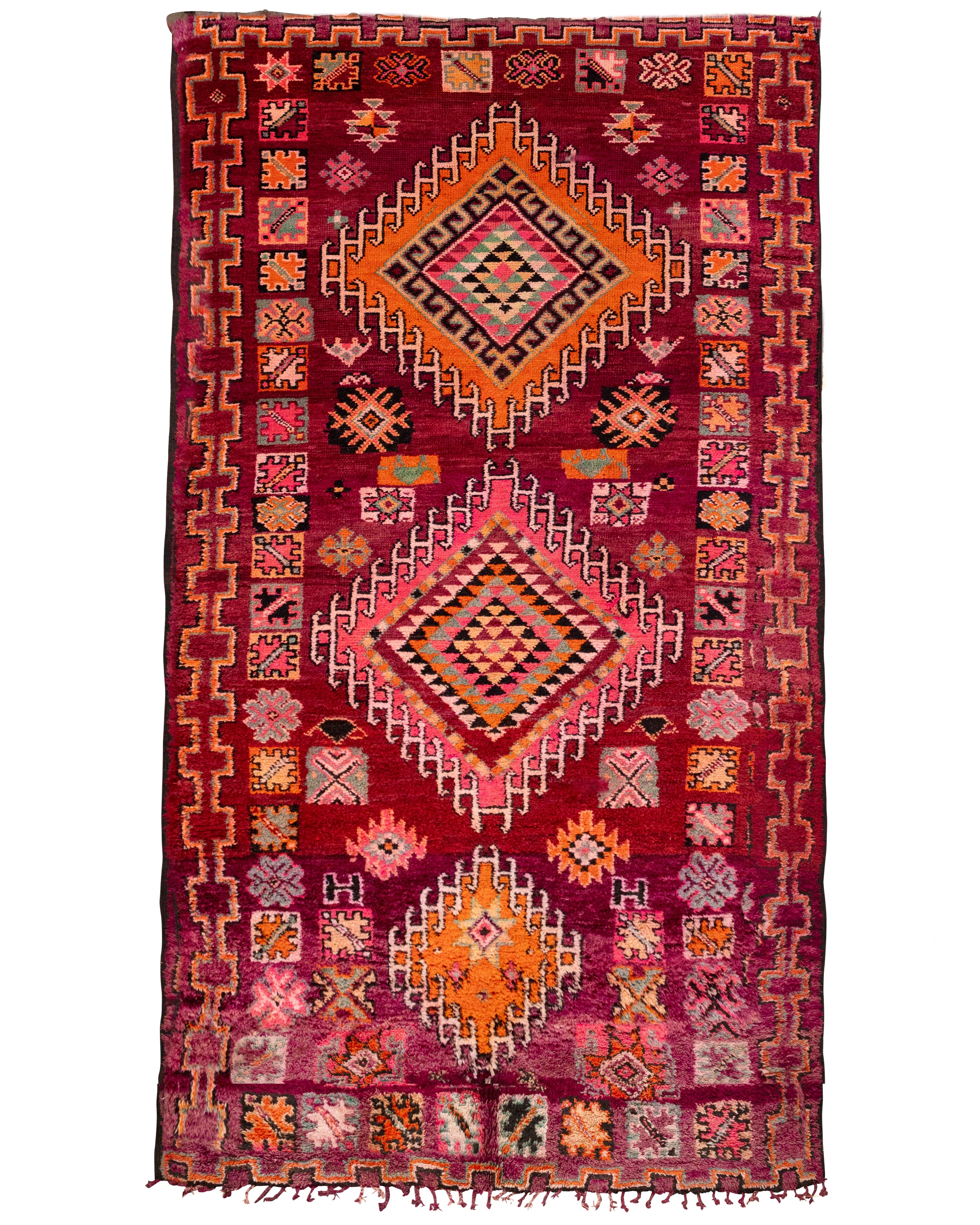 WELCOME - Vintage Wine Rehamna Moroccan Rug - 12'8 x 6'8