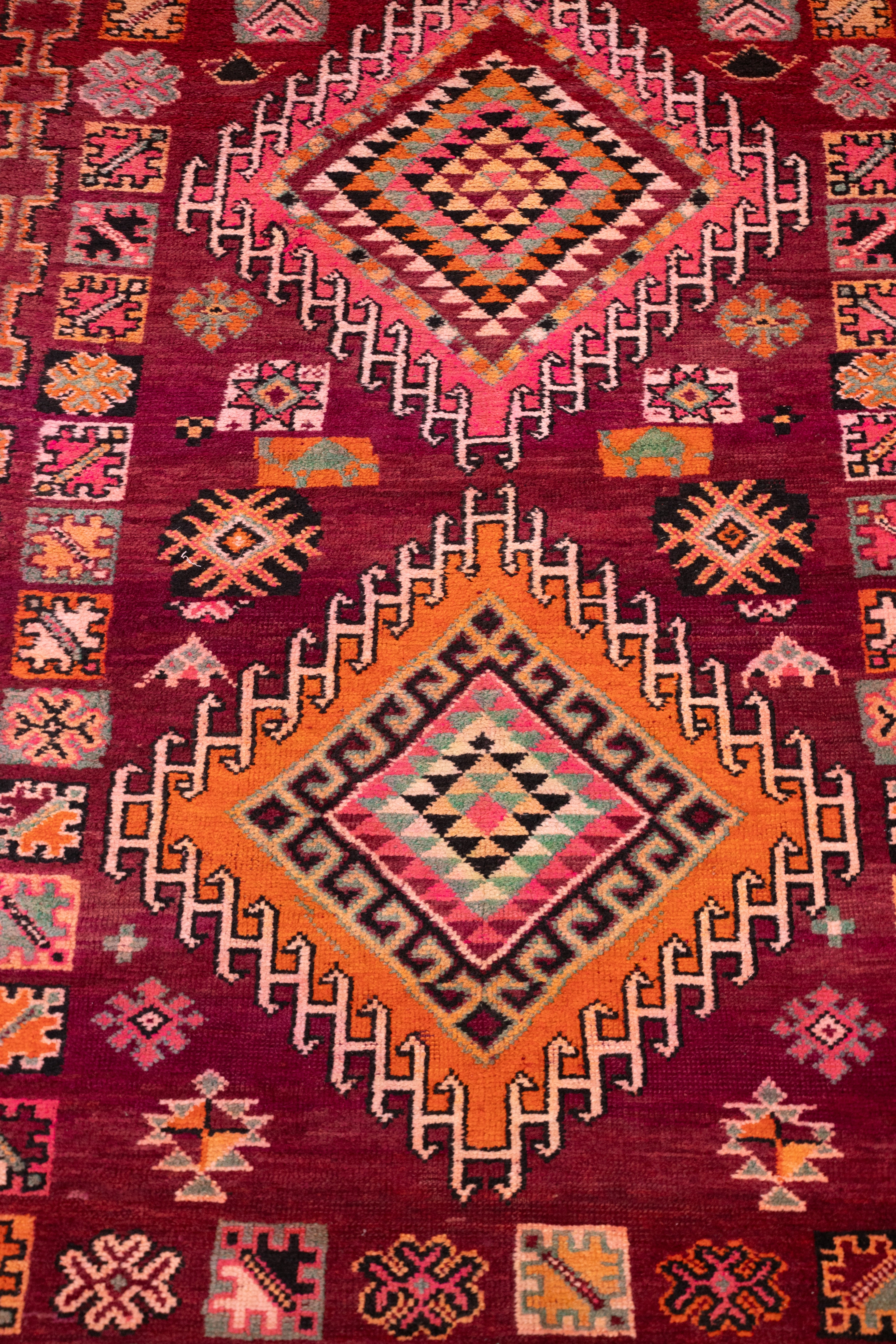 WELCOME - Vintage Wine Rehamna Moroccan Rug - 12'8 x 6'8