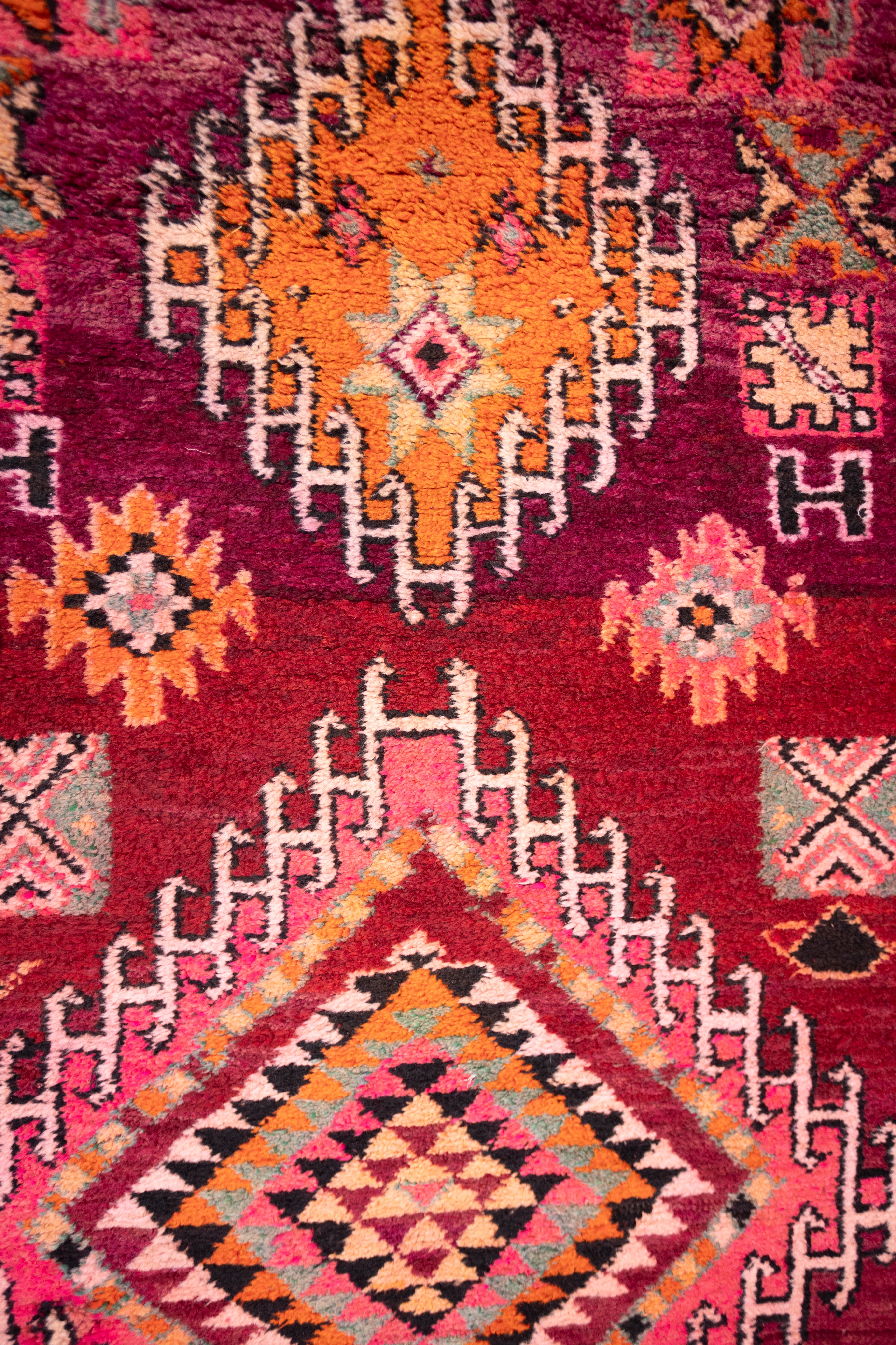 WELCOME - Vintage Wine Rehamna Moroccan Rug - 12'8 x 6'8
