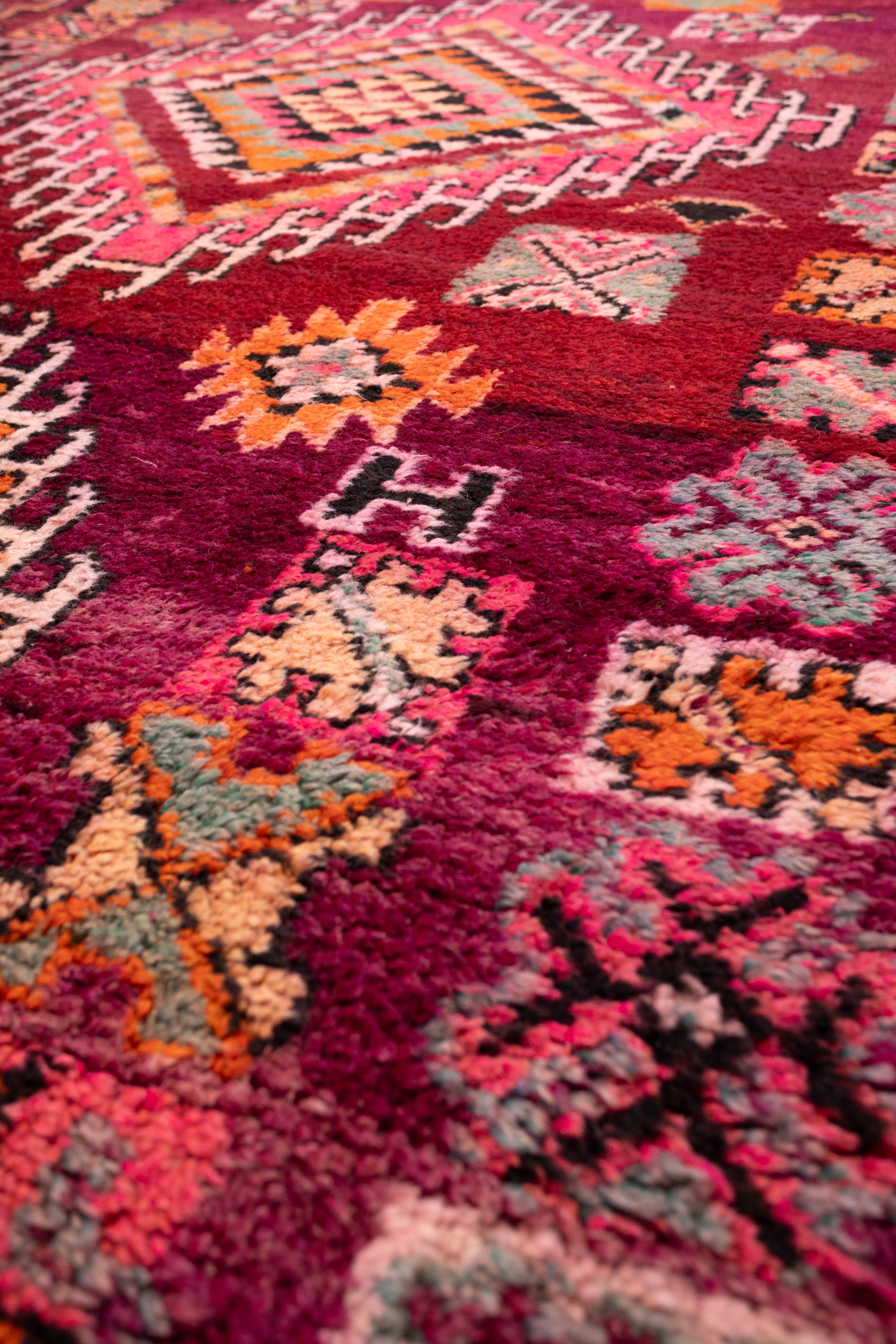 WELCOME - Vintage Wine Rehamna Moroccan Rug - 12'8 x 6'8
