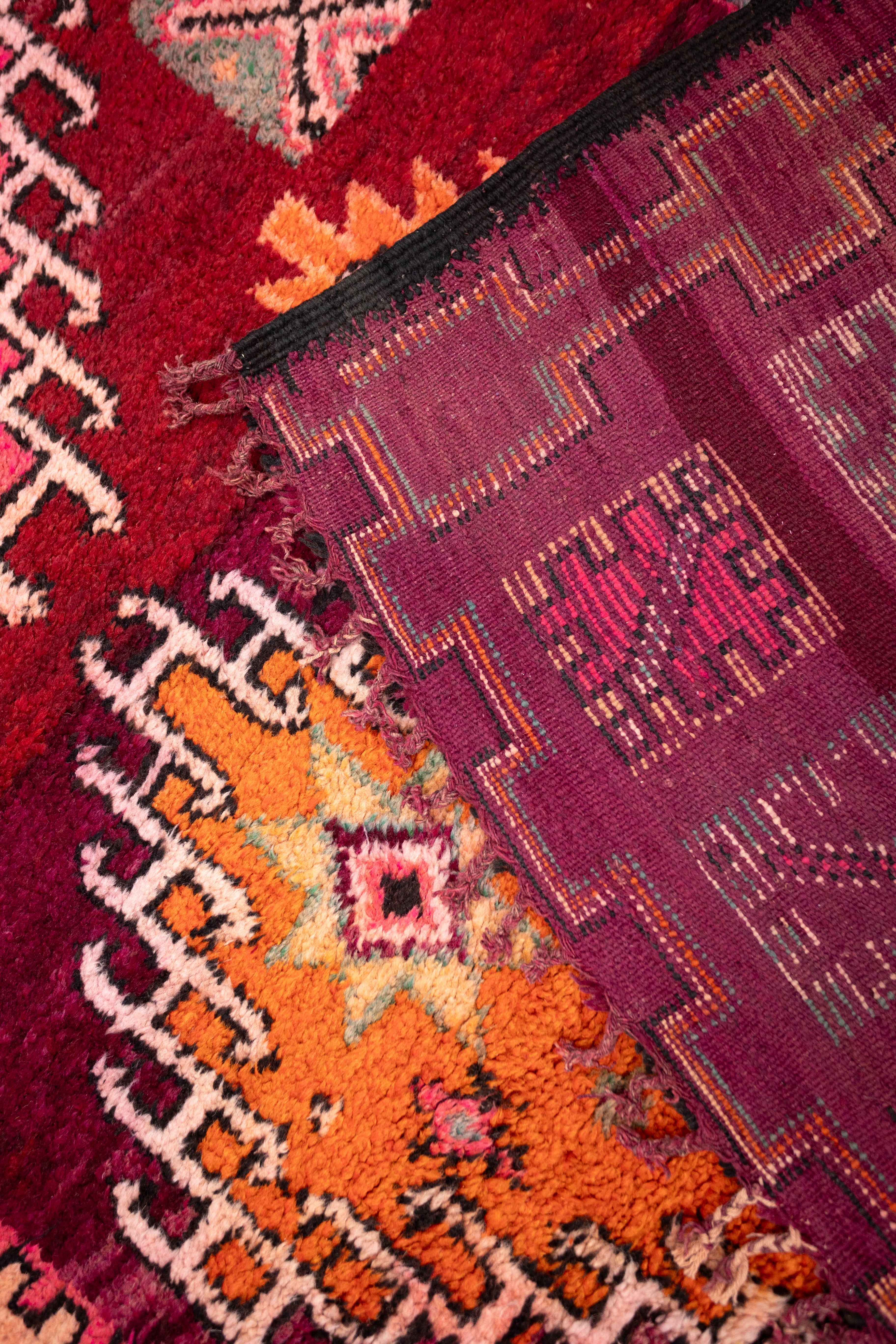 WELCOME - Vintage Wine Rehamna Moroccan Rug - 12'8 x 6'8