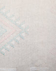 Linen color Embroidered Moroccan "Sabra Cactus Silk" Lumbar Pillow - 22