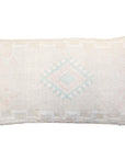 Linen color Embroidered Moroccan "Sabra Cactus Silk" Lumbar Pillow - 22