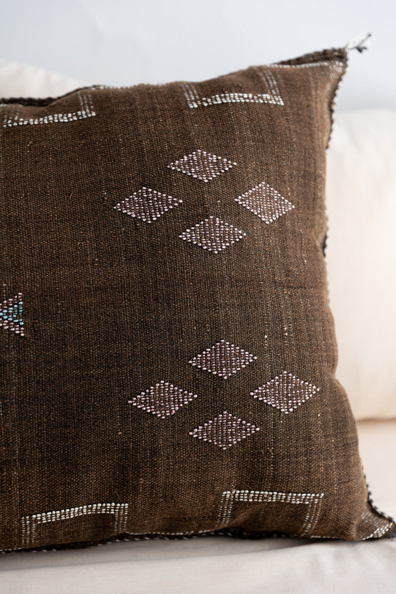 Dark Chocolate Brown Moroccan Sabra Lumbar Pillow - 25 – OUIVE