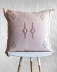 Pale Pink Embroidered Moroccan "Sabra Cactus Silk" Pillow - 51