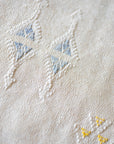 Cream with Light Blue + Canary Yellow Moroccan "Sabra Cactus Silk" Pillow