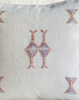 Set of 2 - White Embroidered Moroccan "Sabra Cactus Silk" Pillow - 110