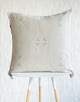 Cool-toned Off-White Moroccan Sabra Cactus Silk Pillow - 152