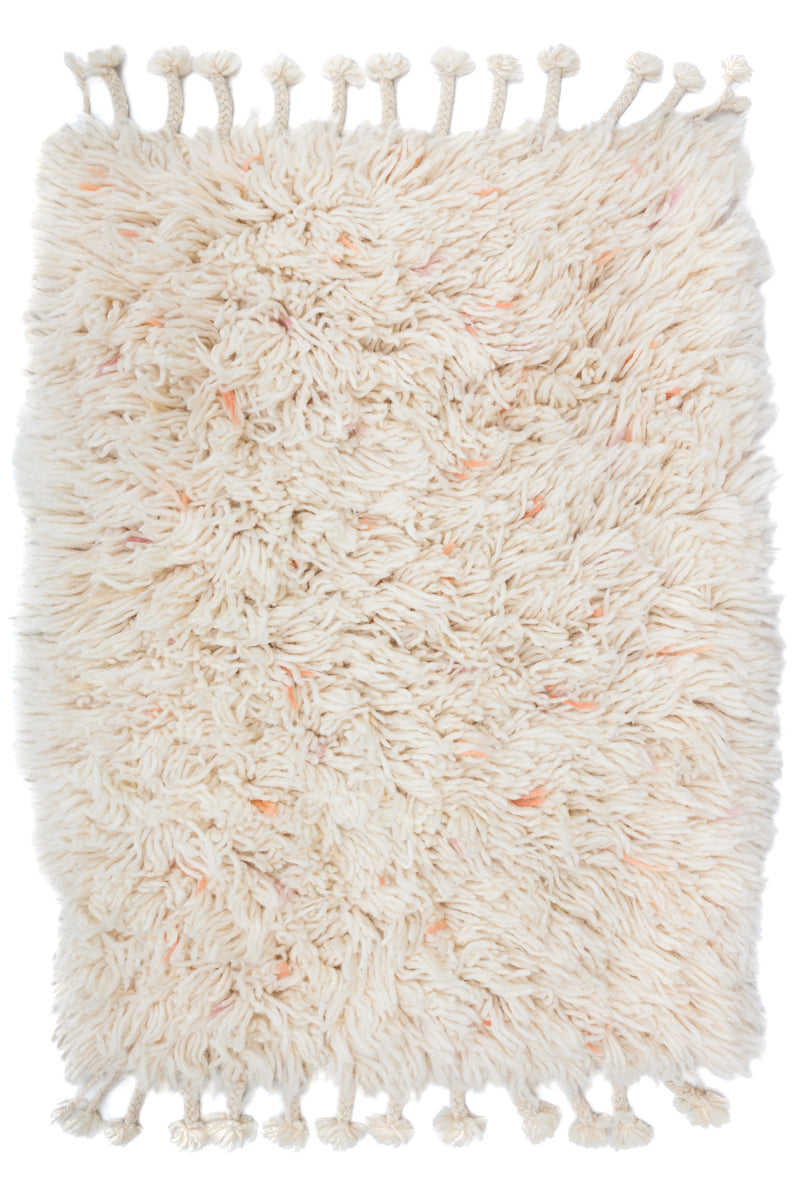 Mini Reversible Shag Moroccan Wool Rug - Peach & Pink Speckle - 2x3 ft