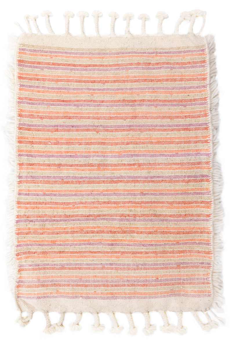 Mini Reversible Shag Moroccan Wool Rug - Peach & Pink Speckle - 2x3 ft