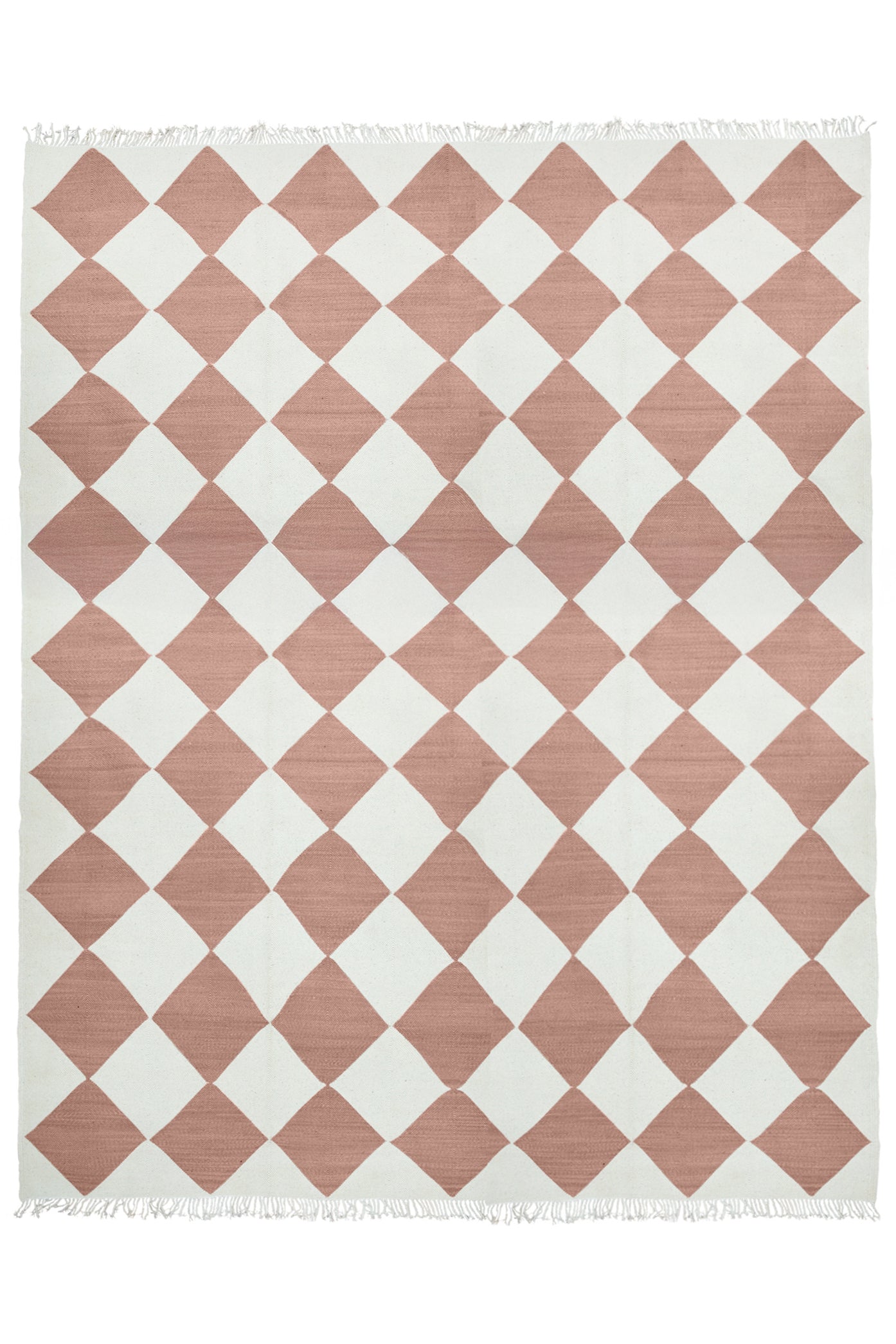 "DIAMOND" Checker Zanafi Flatweave Wool Rug (Made-to-Order) - Redwood