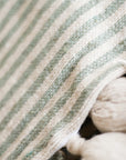 Moroccan Pom Pom Throw Blanket - Cream+Sage Stripe