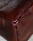 Cherrywood - Luxury Genuine Leather Cube Pouf - 20" x 14"inches