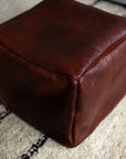 Cherrywood - Luxury Genuine Leather Cube Pouf - 20" x 14"inches