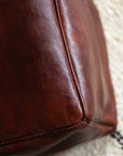 Cherrywood - Luxury Genuine Leather Cube Pouf - 20" x 14"inches