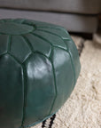 Teal - Classic Moroccan Leather Floor Pouf - 19" x 13" inches