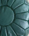 Teal - Classic Moroccan Leather Floor Pouf - 19" x 13" inches