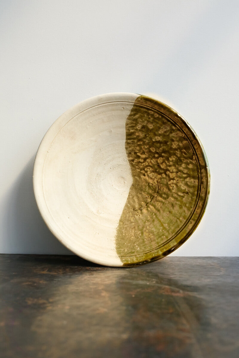 Half-Dipped Yellow Tamegroute Moroccan Platter