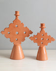 Chabi Chic Terracotta Orange Diamond Tadelakt Candle Holder - Available in 2 sizes