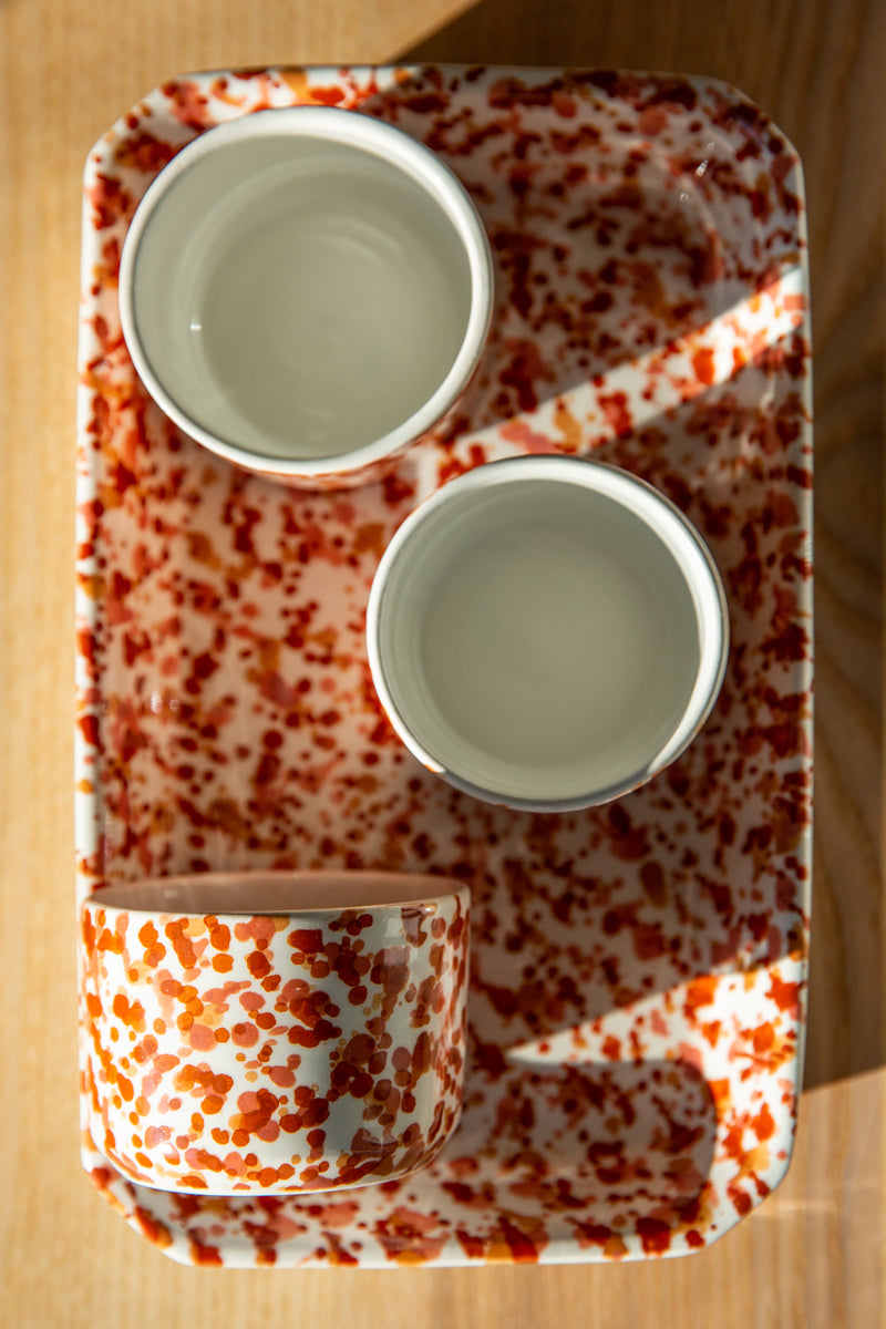 Gift Bundle - Splatter Paint Ceramic Cups & Tray - Marsala