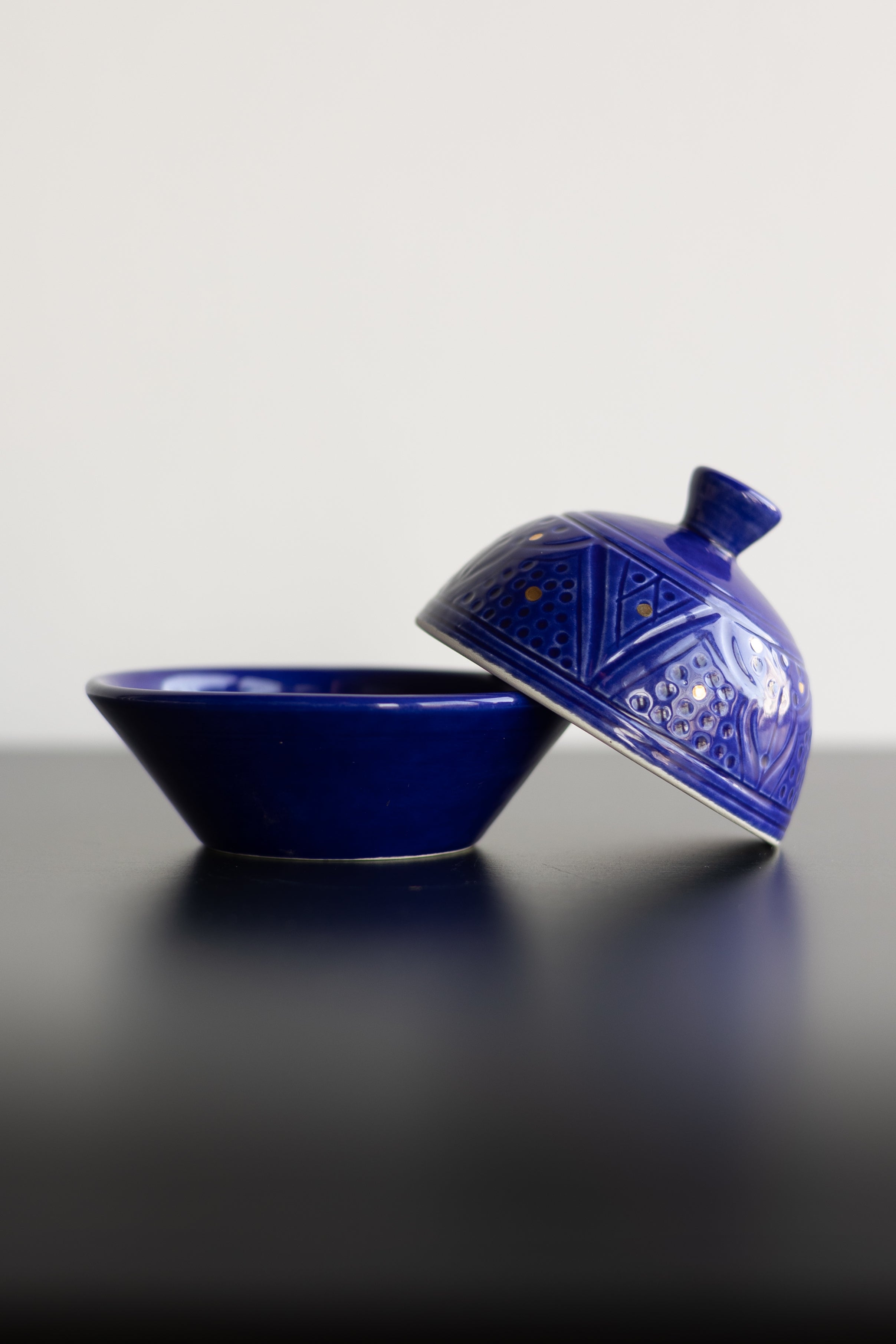 Majorelle Blue Empreinte Sugar Bowl with Lid - Chabi Chic