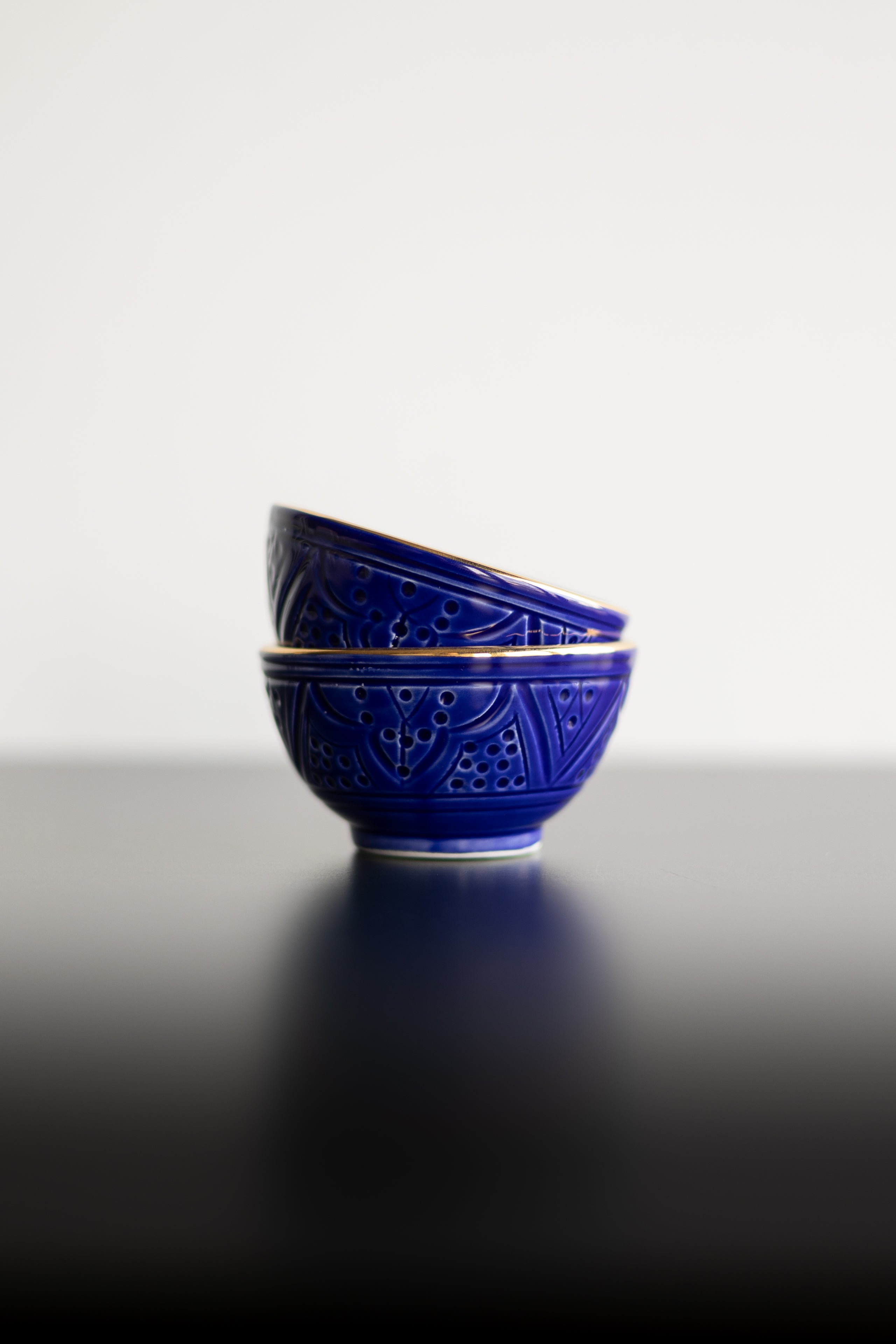 Set of 2 - Majorelle Blue Empreinte Mini Snack Bowls by Chabi Chic