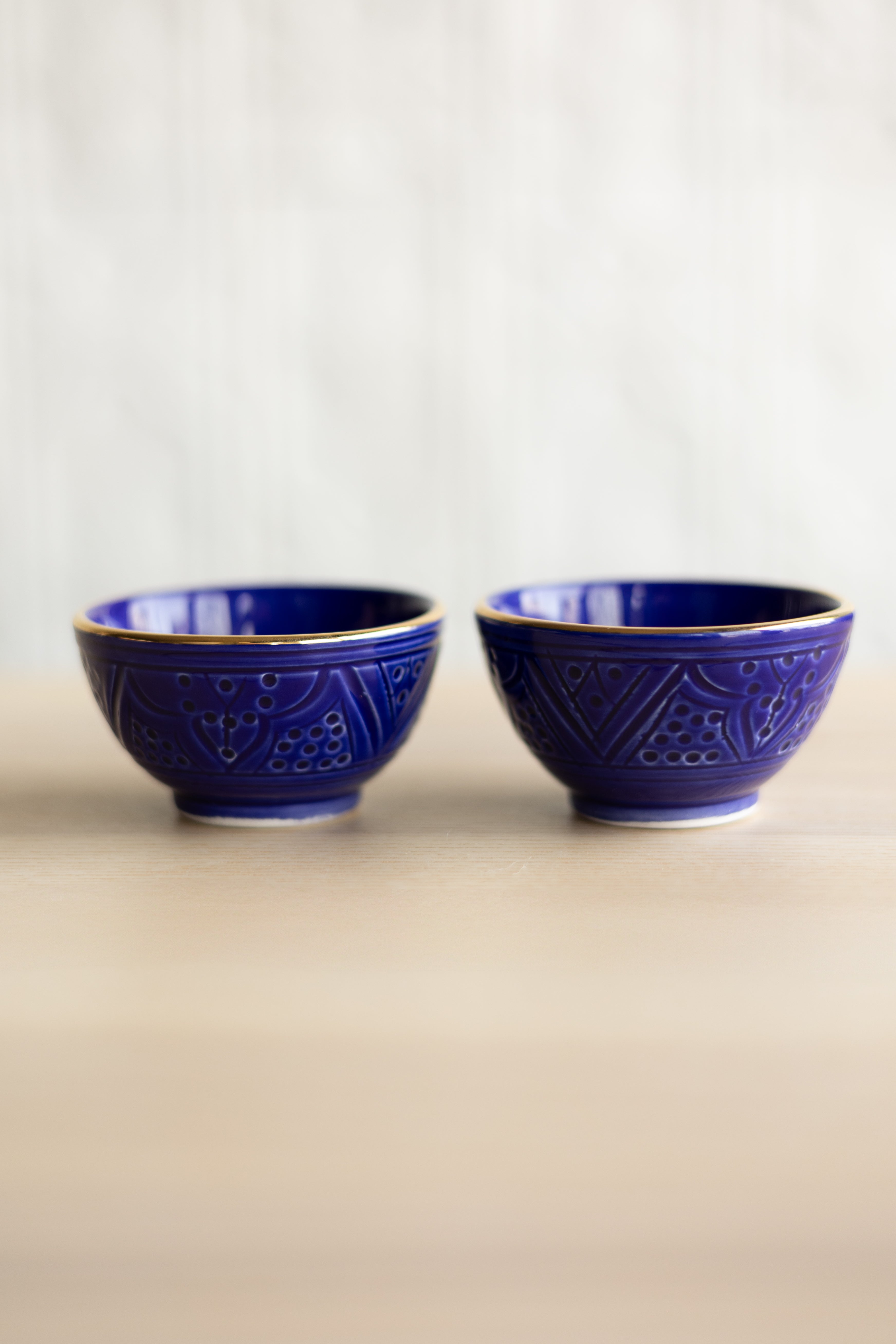 Set of 2 - Majorelle Blue Empreinte Mini Snack Bowls by Chabi Chic