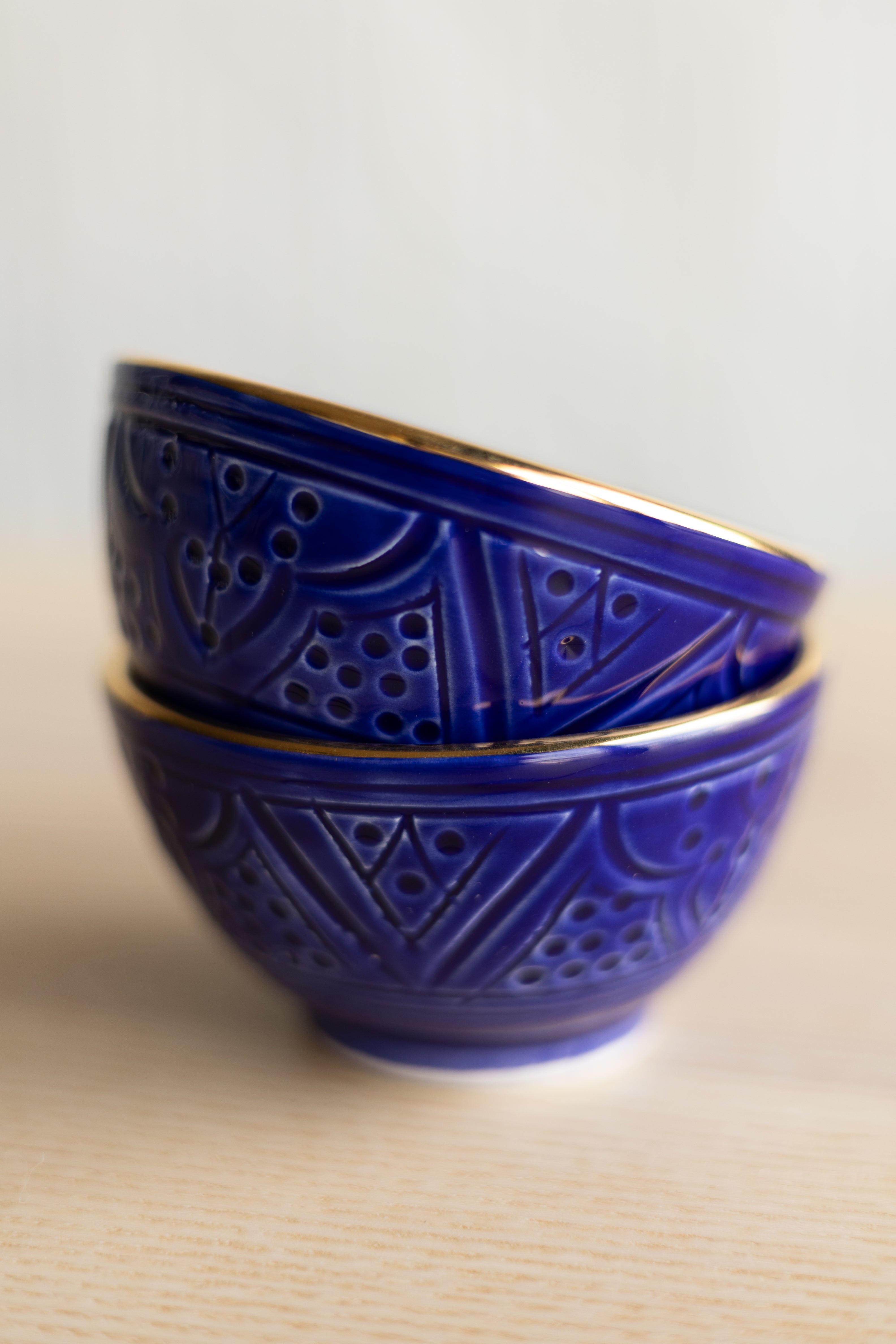 Set of 2 - Majorelle Blue Empreinte Mini Snack Bowls by Chabi Chic