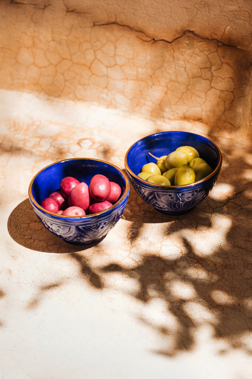 Set of 2 - Majorelle Blue Empreinte Mini Snack Bowls by Chabi Chic