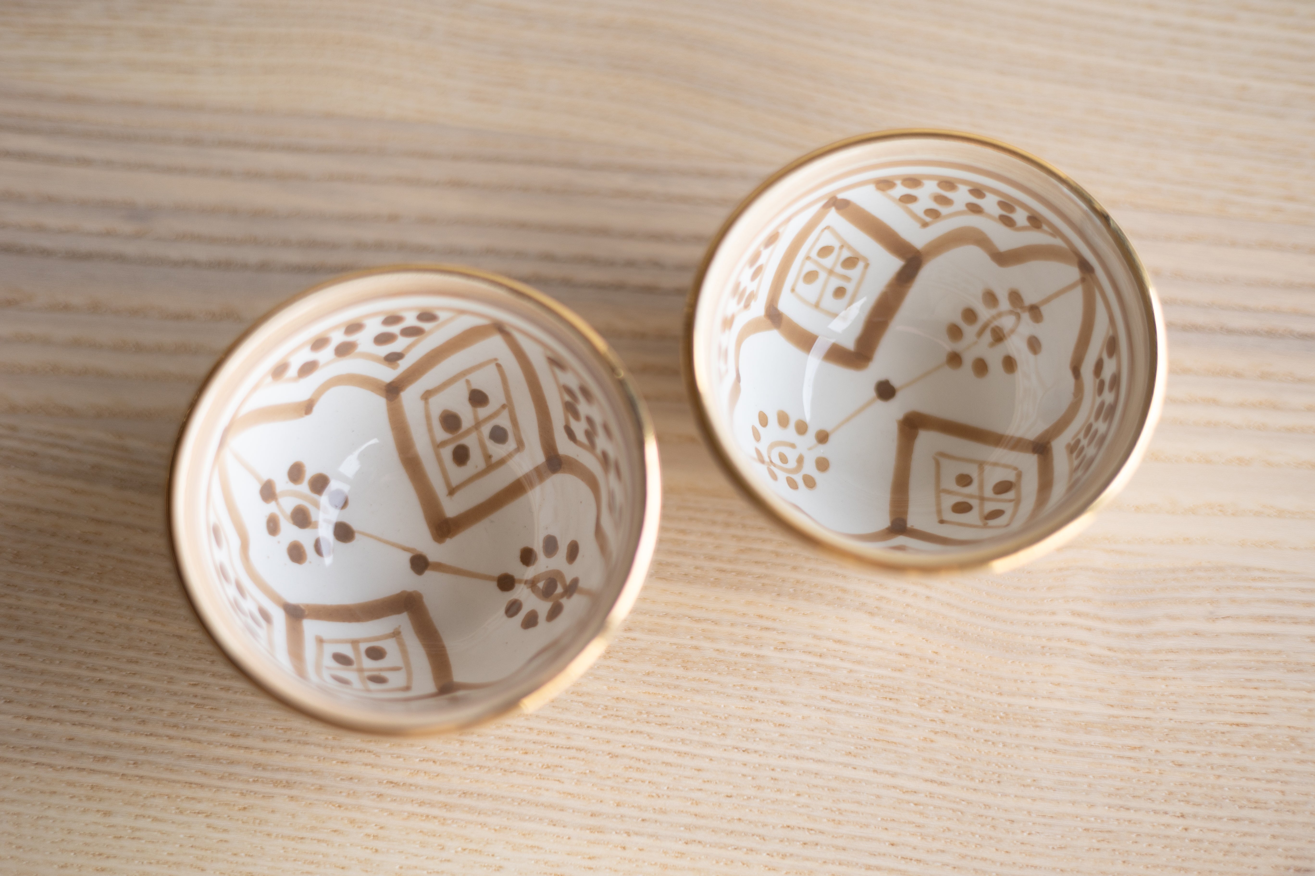 Set of 2 - Hand-painted Zwak Mini Snack Bowls - Sahara