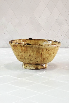 Handmade Yellow Tamegroute Moroccan Ceramic Bowl