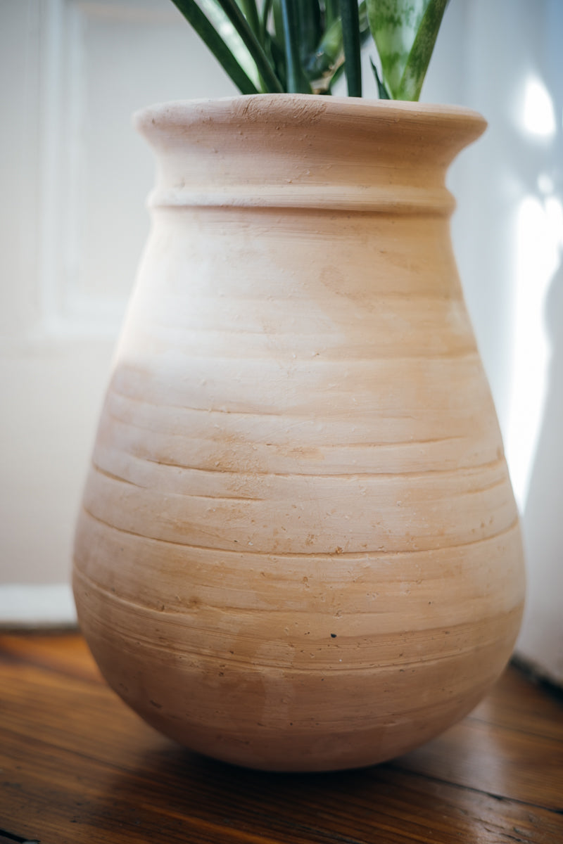 Hand-Sculpted Clay Vessel in Light Terra Cotta
