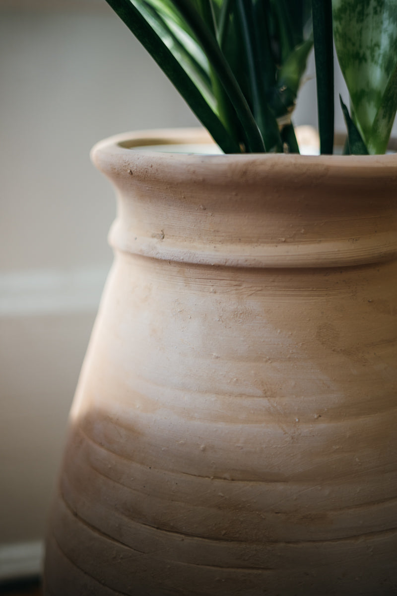 Hand-Sculpted Clay Vessel in Light Terra Cotta