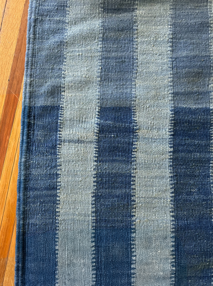 Striped Flatweave Moroccan Kilim Rug (Made-to-order) - Indigo