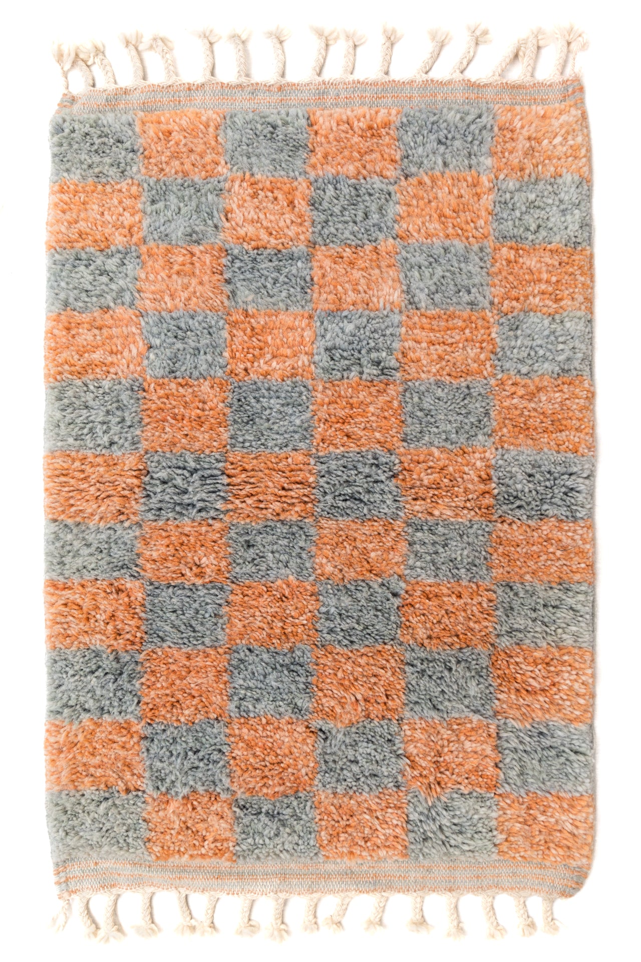 Slate & Terracotta Beni Mini Moroccan Wool Rug - 2x3 ft - OUIVE