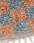 Slate & Terracotta Beni Mini Moroccan Wool Rug - 2x3 ft