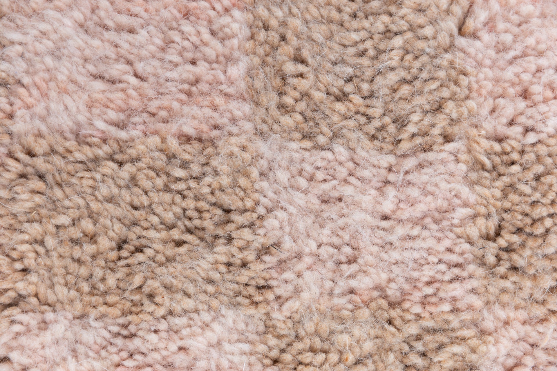 Pink + Tan Checkerboard Moroccan Rug - 4'2" x 6'5"
