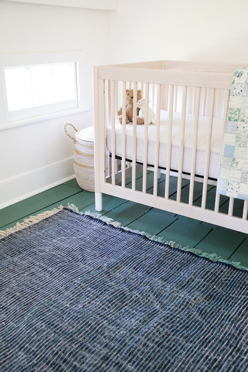 Aquamarine Ombré Ultra Shag Reversible Moroccan Wool Rug - Navy Blue Stripe Back 4'5 x 6