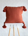 20" Moroccan Pom Pom Pillow - Tomato