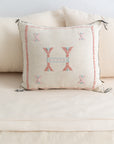 White Embroidered Moroccan "Sabra Cactus Silk" Pillow - 60