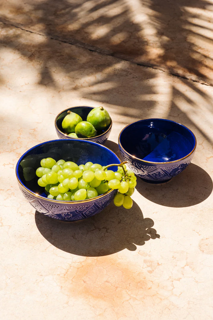 Chabi Chic Majorelle Blue Empreinte Bowls - Available in 3 sizes
