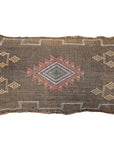 Brown Embroidered Moroccan "Sabra Cactus Silk" Lumbar Pillow - 21