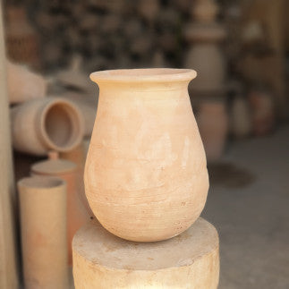Hand-Sculpted Clay Vessel in Light Terra Cotta