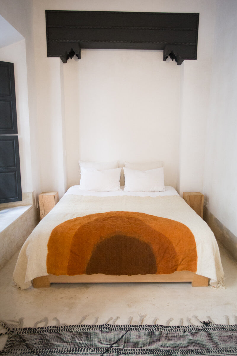 "Sunset" Handmade Bed Coverlet made from 100% Natural Hand-spun Wool