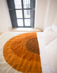 "Sunset" Handwoven Bed Coverlet with hand painted henna sunset - Limited Edition
