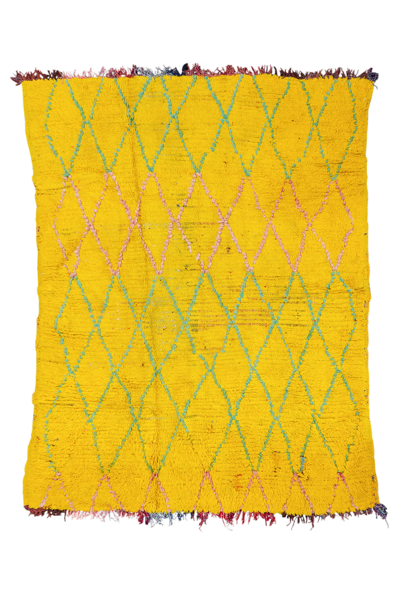 Vintage Canary Yellow Boujaad Moroccan Rug - 5'5" x 3'11"