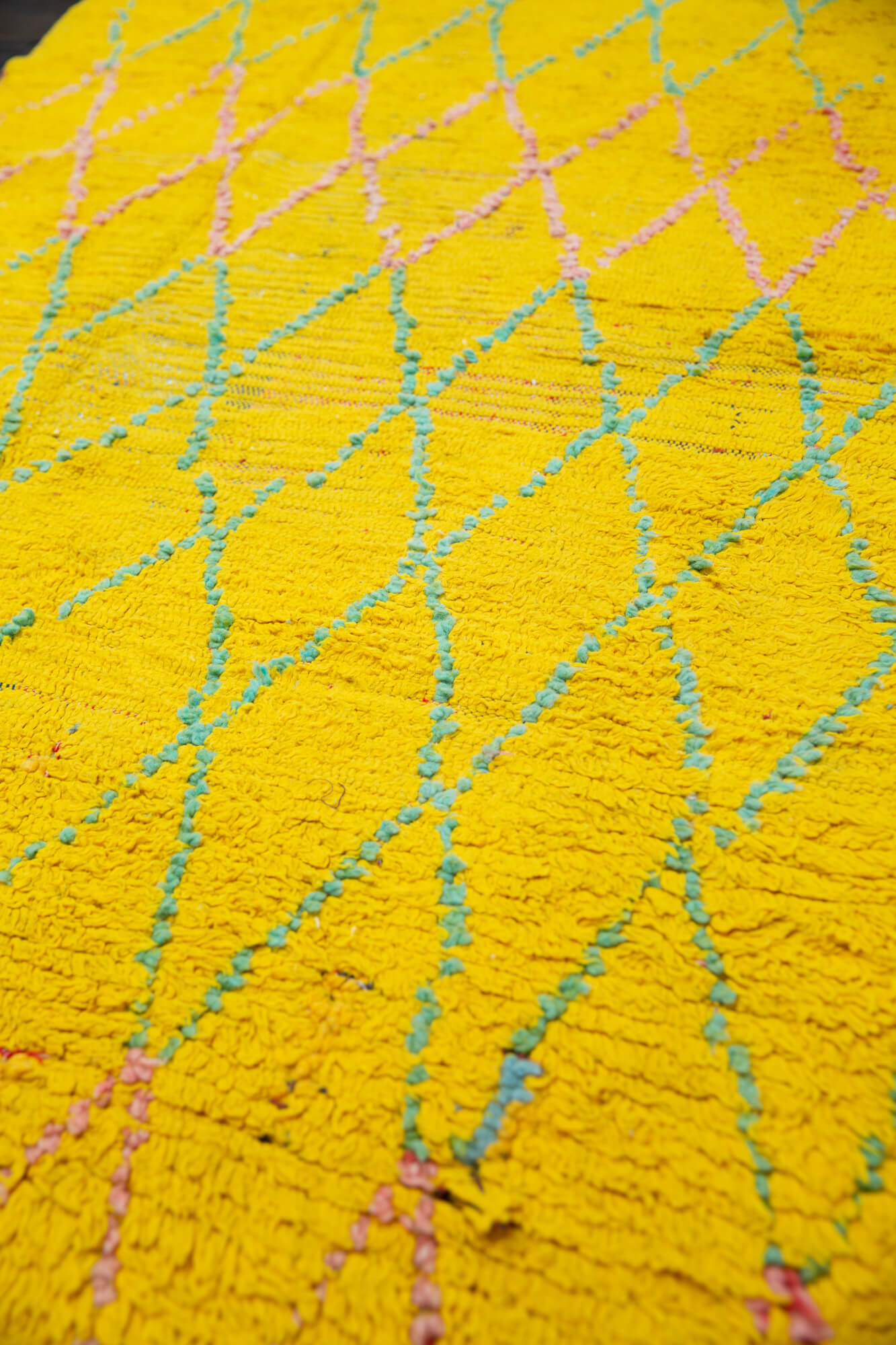 Vintage Canary Yellow Boujaad Moroccan Rug - 5'5" x 3'11"