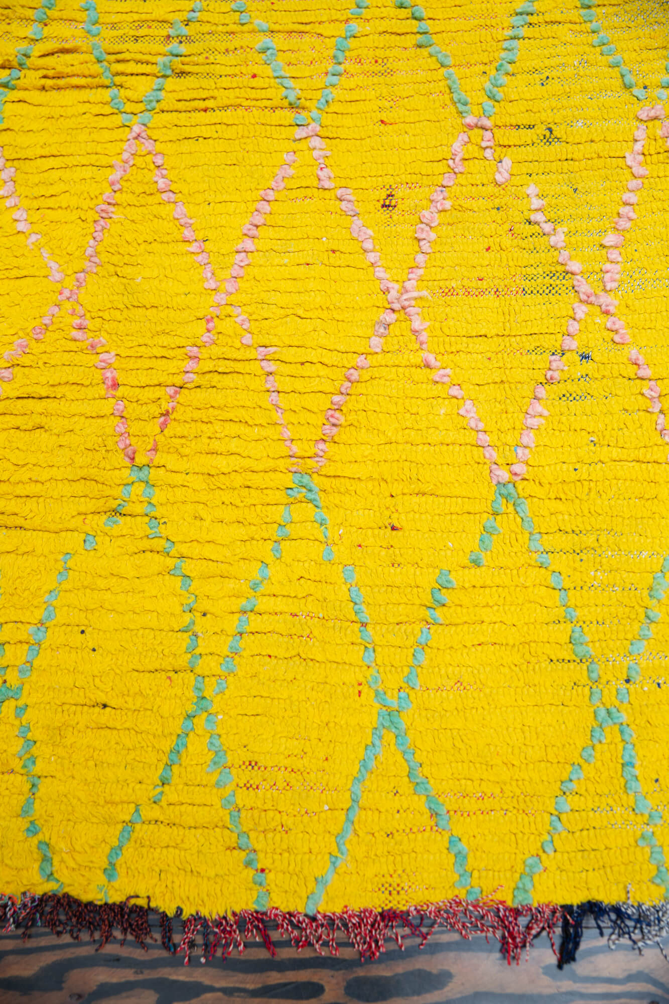 Vintage Canary Yellow Boujaad Moroccan Rug - 5'5" x 3'11"