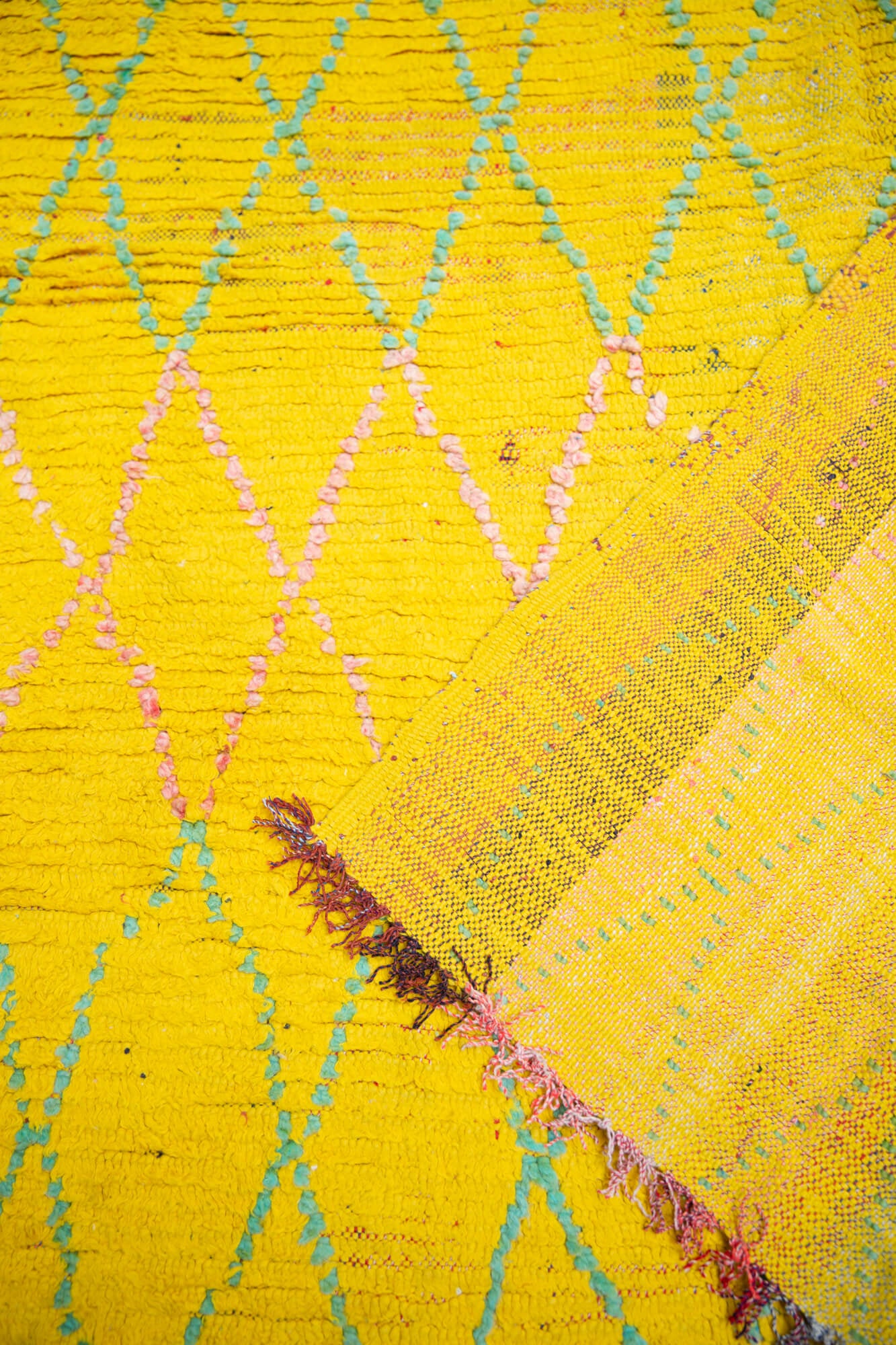Vintage Canary Yellow Boujaad Moroccan Rug - 5'5" x 3'11"